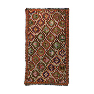 Tapis en kilim artisanal anatolien 283 cm x 141 cm