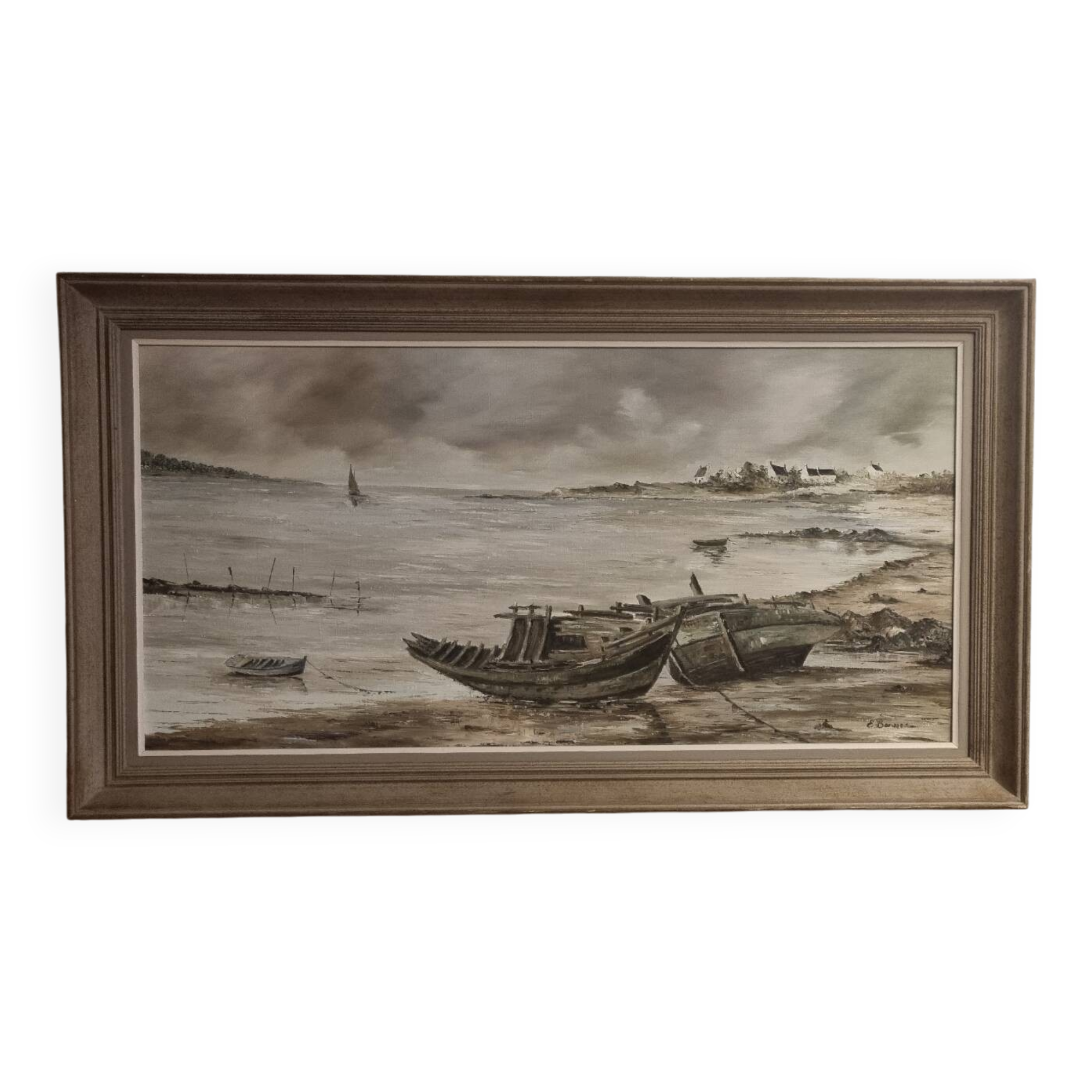 Painting by C. Bonnec, landscape of Brittany