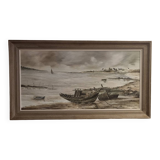 Painting by C. Bonnec, landscape of Brittany