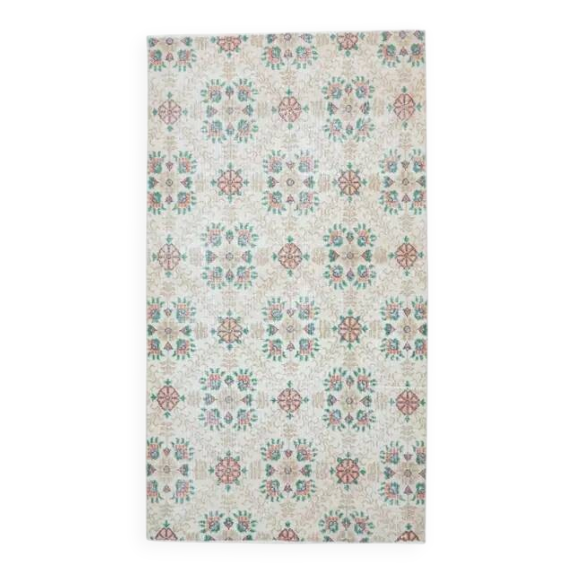 Vintage Turkish Oushak Handmade Wool Rug 111x202