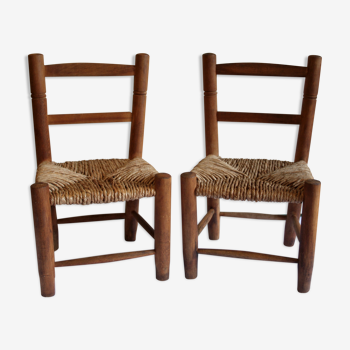 Duo de chaises paillées enfant