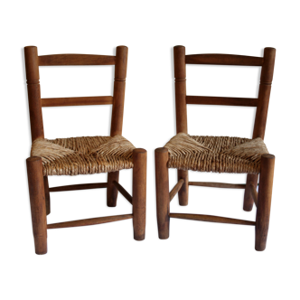 Kid straw chairs duo