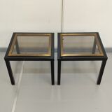 Pair black and gold side tables
