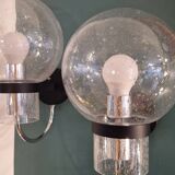 Pair of "Scones" wall lights by Glashütte Limburg 60's 70's