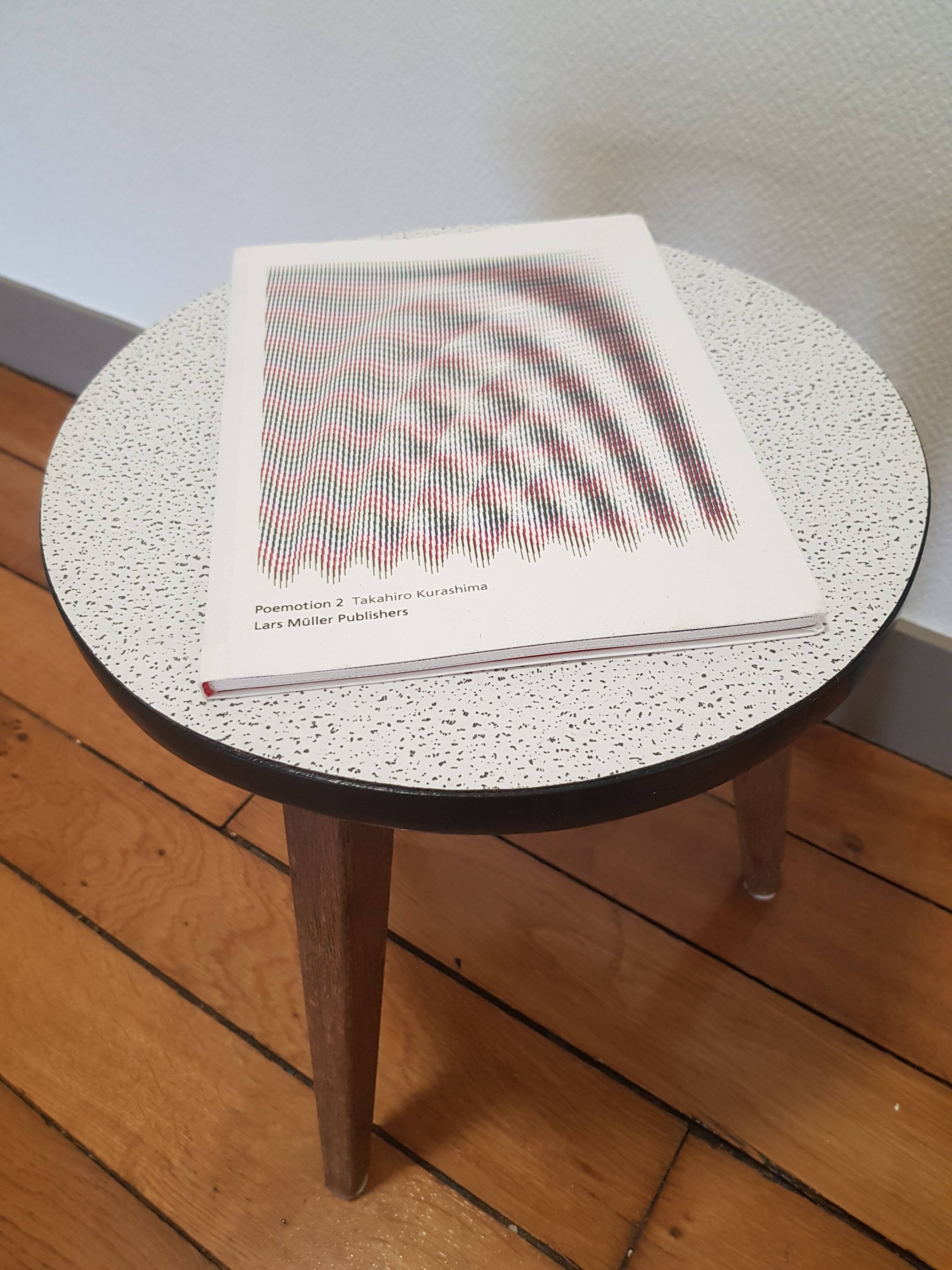 Wooden and formica tripod coffee table