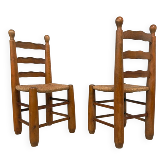 Vintage wooden chair with rush seating