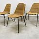 4 chairs Gianfranco Legler model Rattan basketball and metal 50s