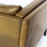 1970s brown leather sofa by Vejen Polstermøbelfabrik