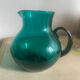 Large vintage emerald green blown glass pitcher/carafe, work