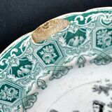 Sarreguemines set of 5 talking plates from the Bon Vieux Temps series, opaque earthenware.