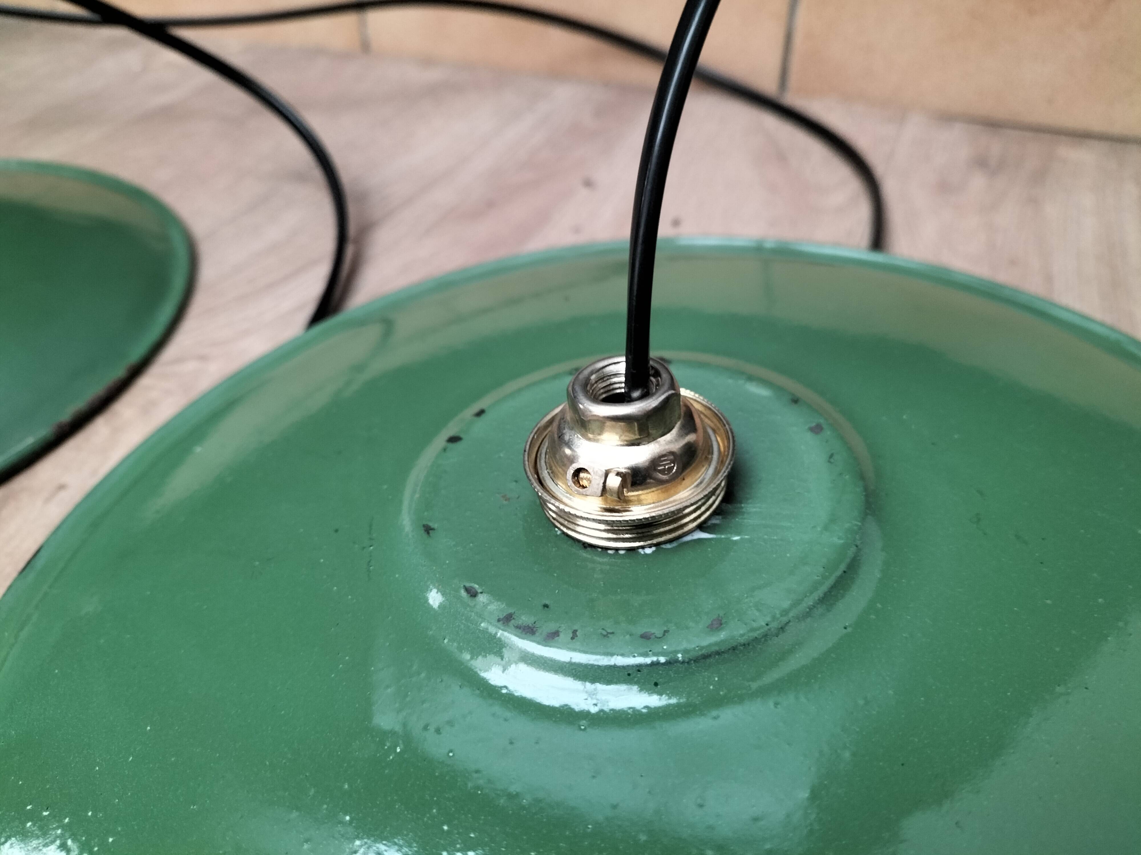 Enameled sheet metal pendant lights