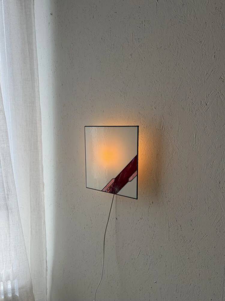 Architectural stained glass wall lamp with textured glass