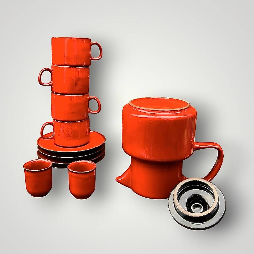 Vintage Melitta Ceracron coffee set – scarlet red – 1970s