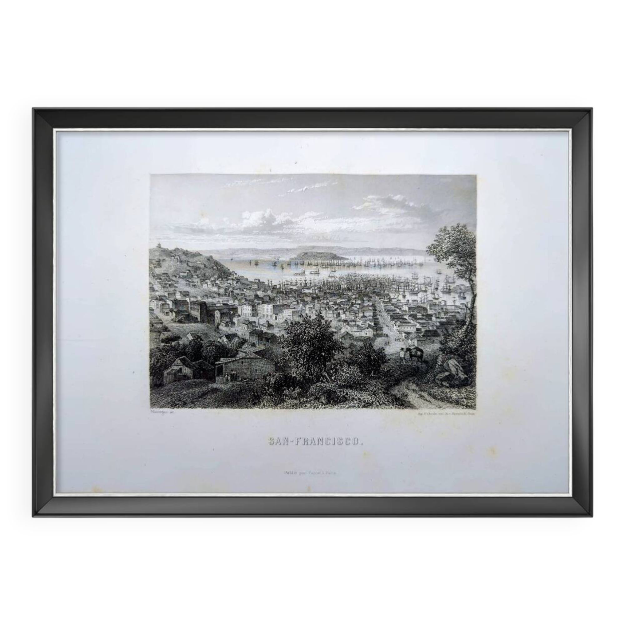 San Francisco, USA, Vintage engraving, 1856. Original.