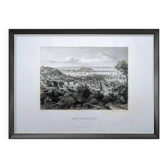 San Francisco, USA, Vintage engraving, 1856. Original.