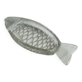 Ravier verre moulé — Forme poisson, écailles en relief