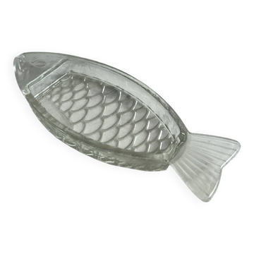 Moulded glass dish — Fish shape, raised scales
