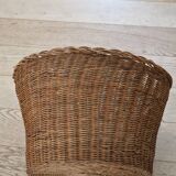 Vintage rattan basket lined with fabric