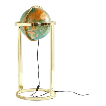 Illuminated globe on brass frame, 1980s