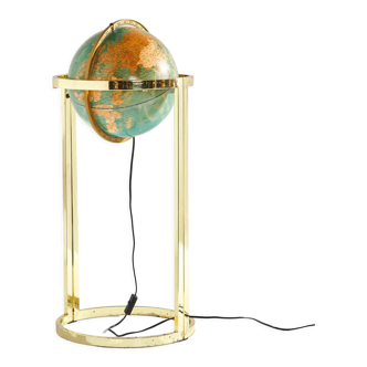 Illuminated globe on brass frame, 1980s