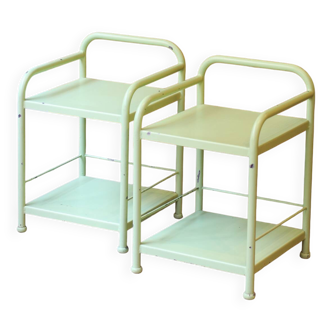 Pair of tubular metal bedside tables, 1950s