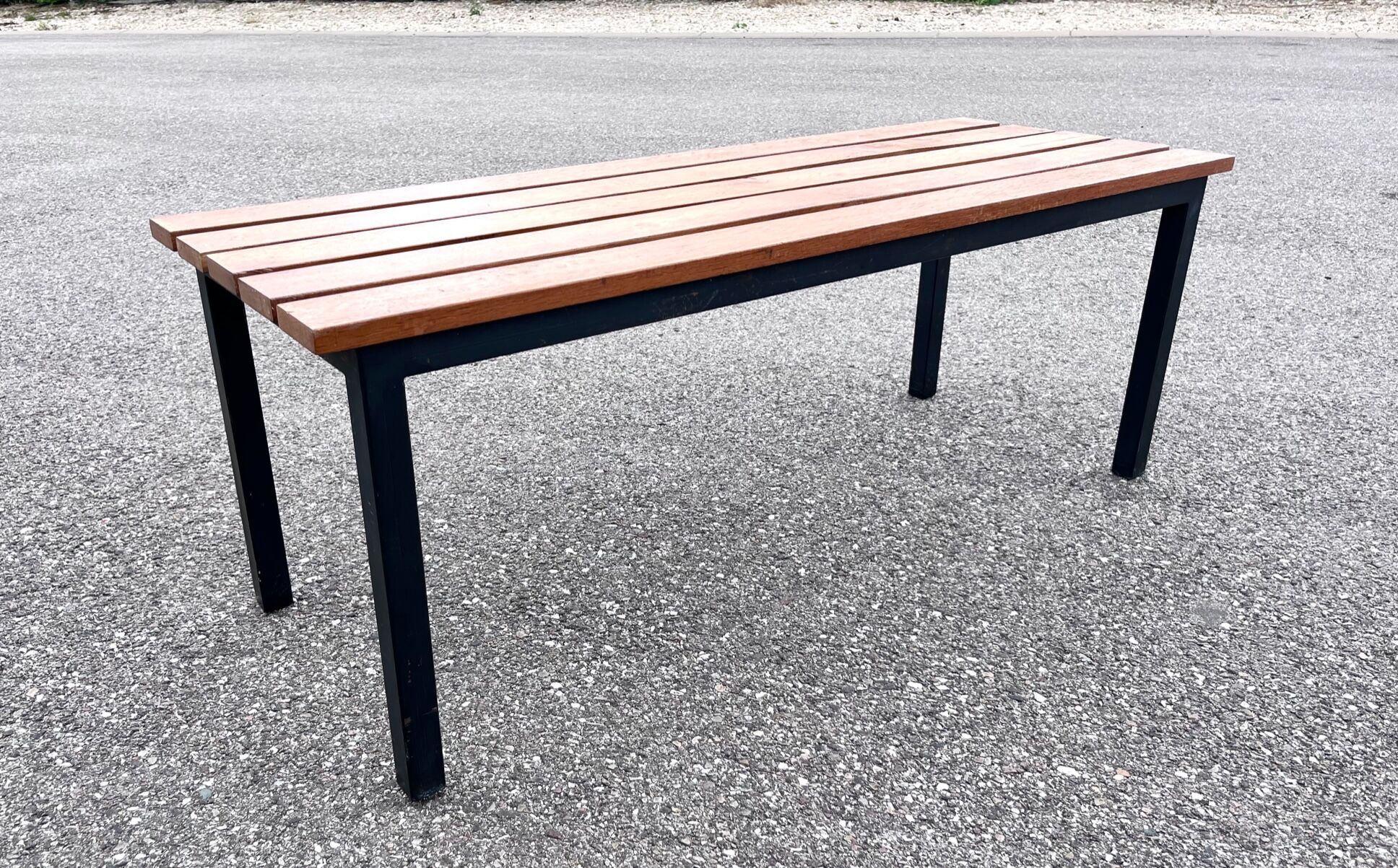 Industrial bench in steel and oak