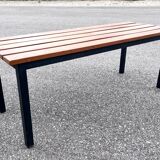 Banc industriel en acier et chêne