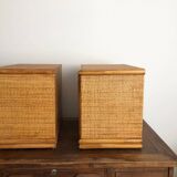 Pair of rattan bedside tables