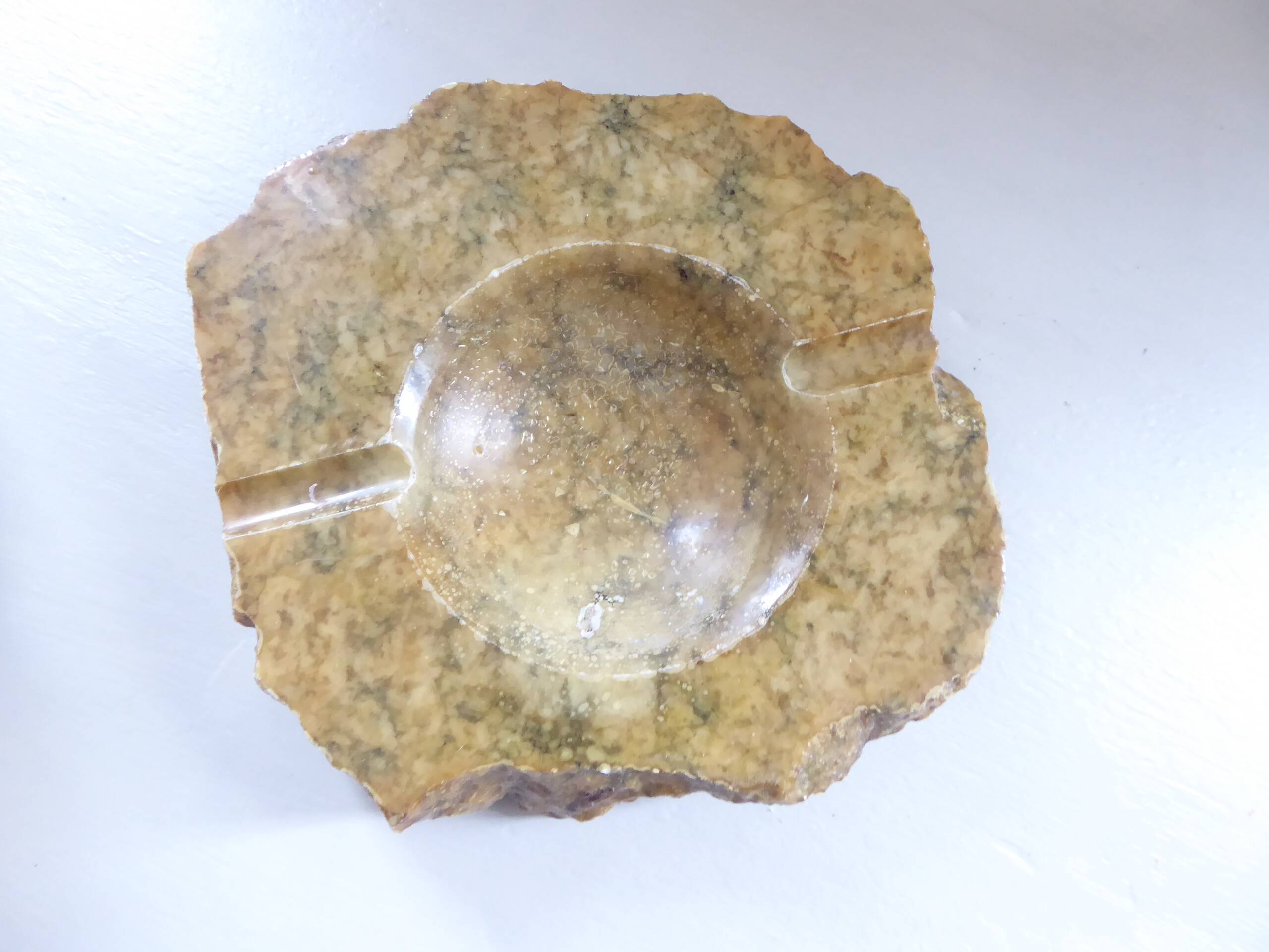 Imposing vintage alabaster ashtray
