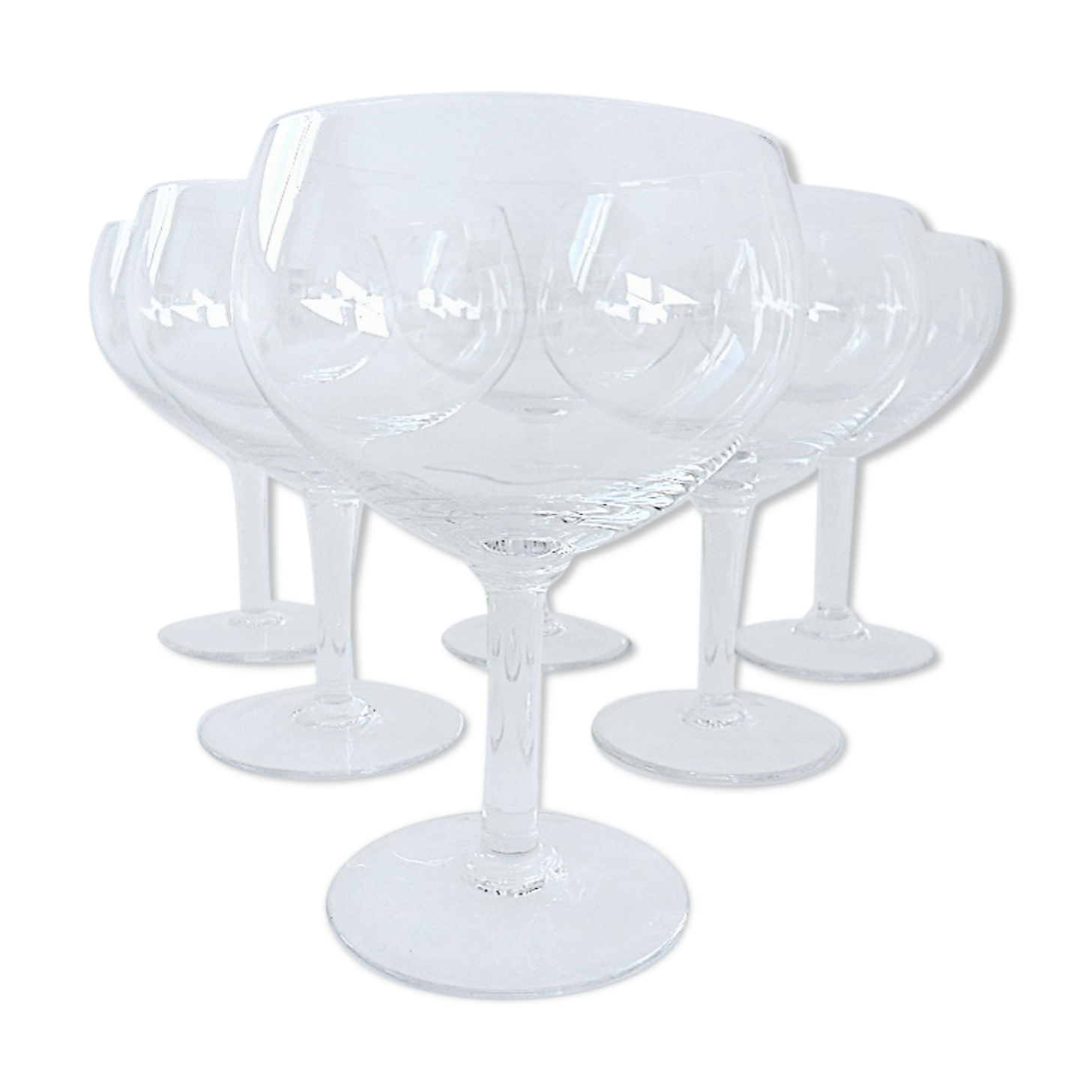 Suite of six beer glasses on foot in colorless crystal