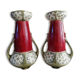 Pair of fives-lille art nouveau vases with handles