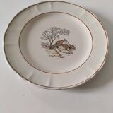 Large vintage Italian earthenware platter with cottage decoration – 1950s-1970s