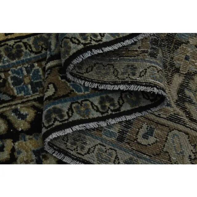 1970s Vintage Persian Handmade Wool Cotton Green Area Rug 265x368