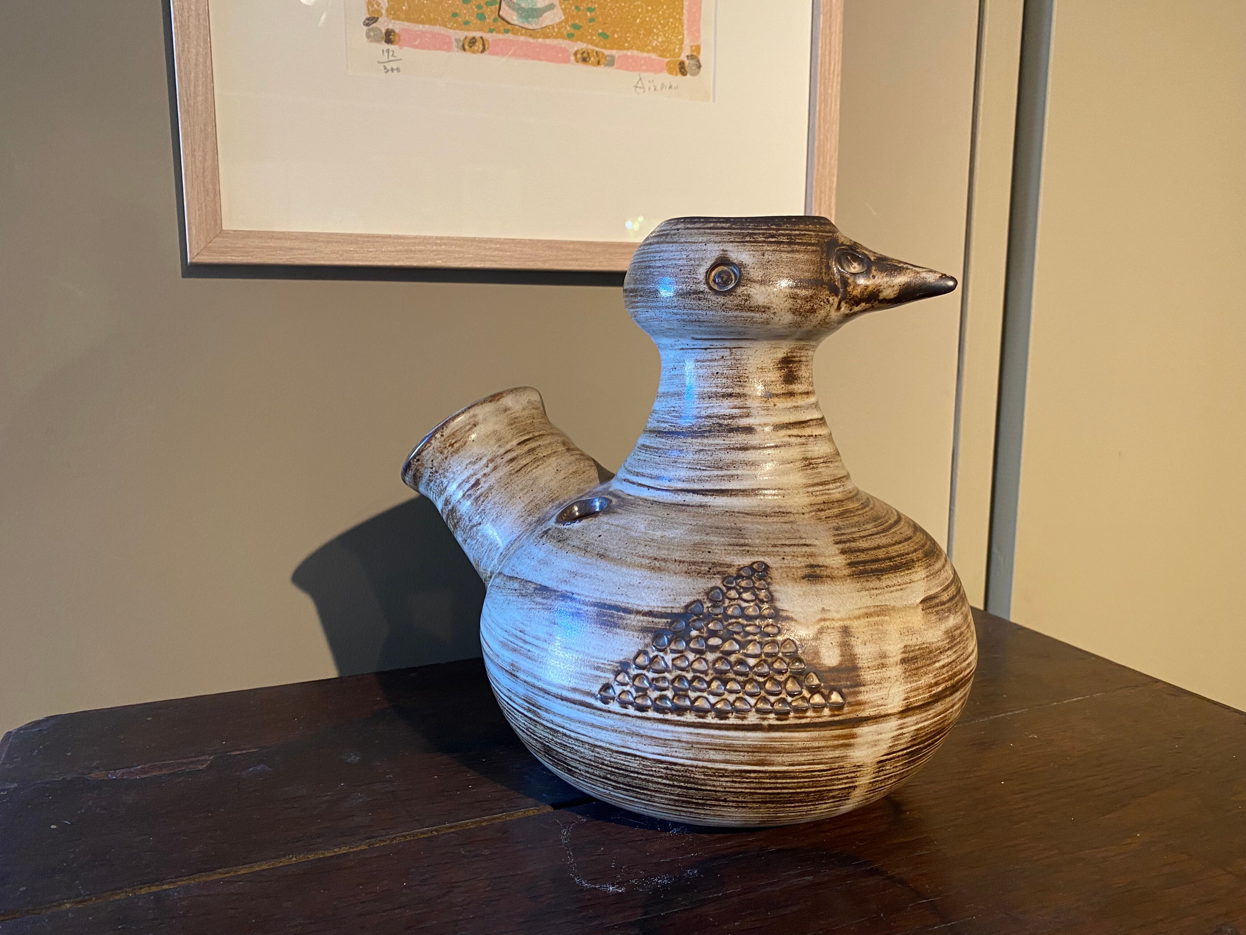 Sculpture Bird in ceramic Jacques Pouchain Dieulefit