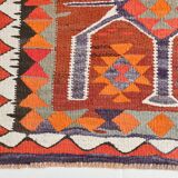 Red Orange Tribal Vintage Runner Rug, 101x297Cm
