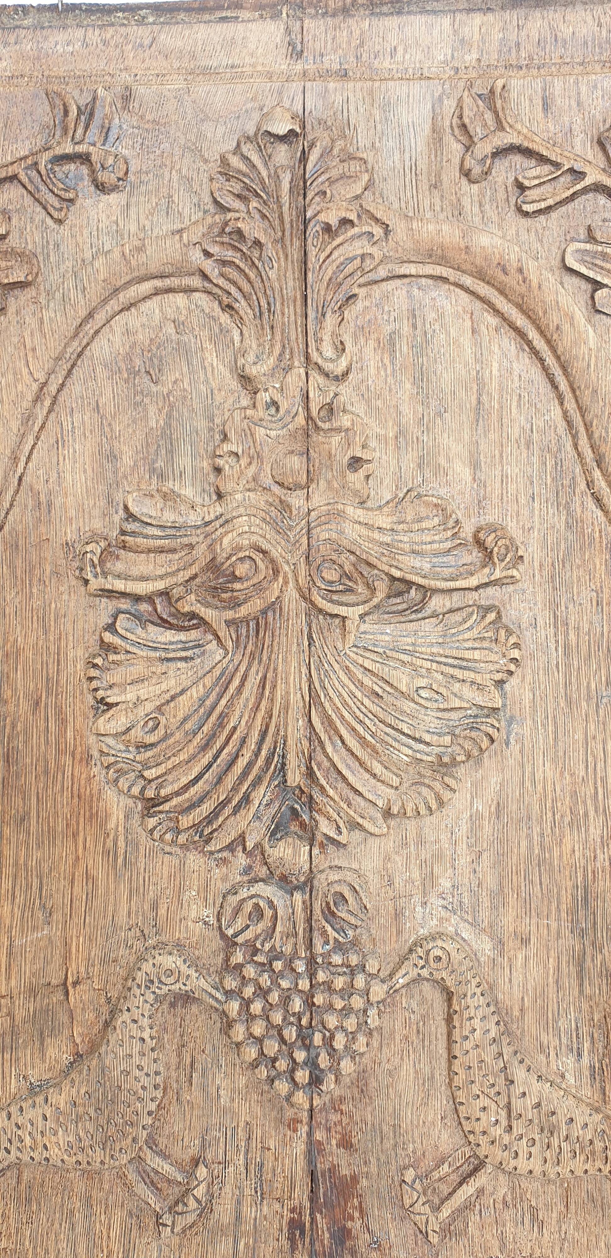Panel, bas relief in natural wood, 18th century period