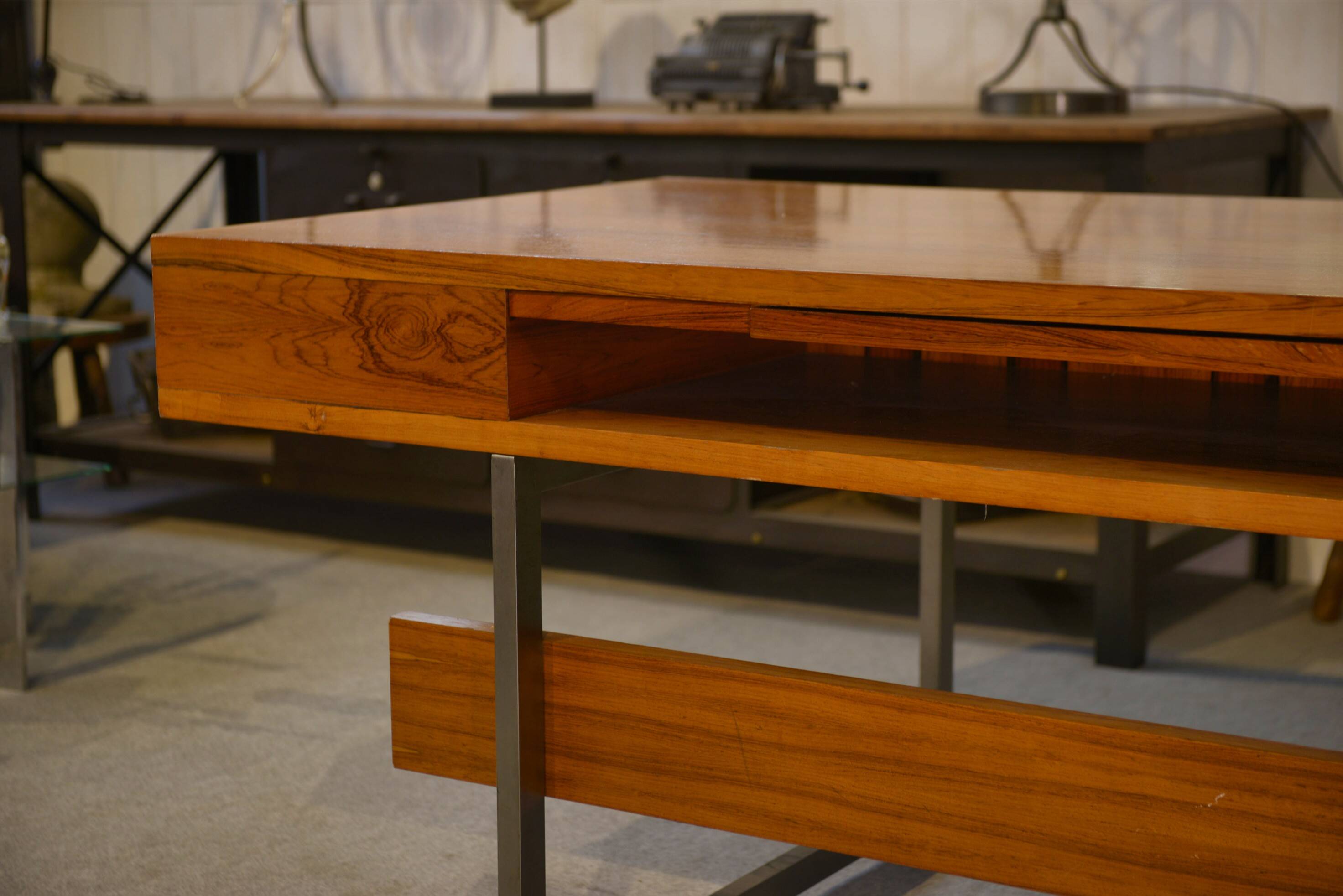 Minister's desk in rosewood by Claude Gaillard and Henri Lesetre for Ligne Roset 1970s