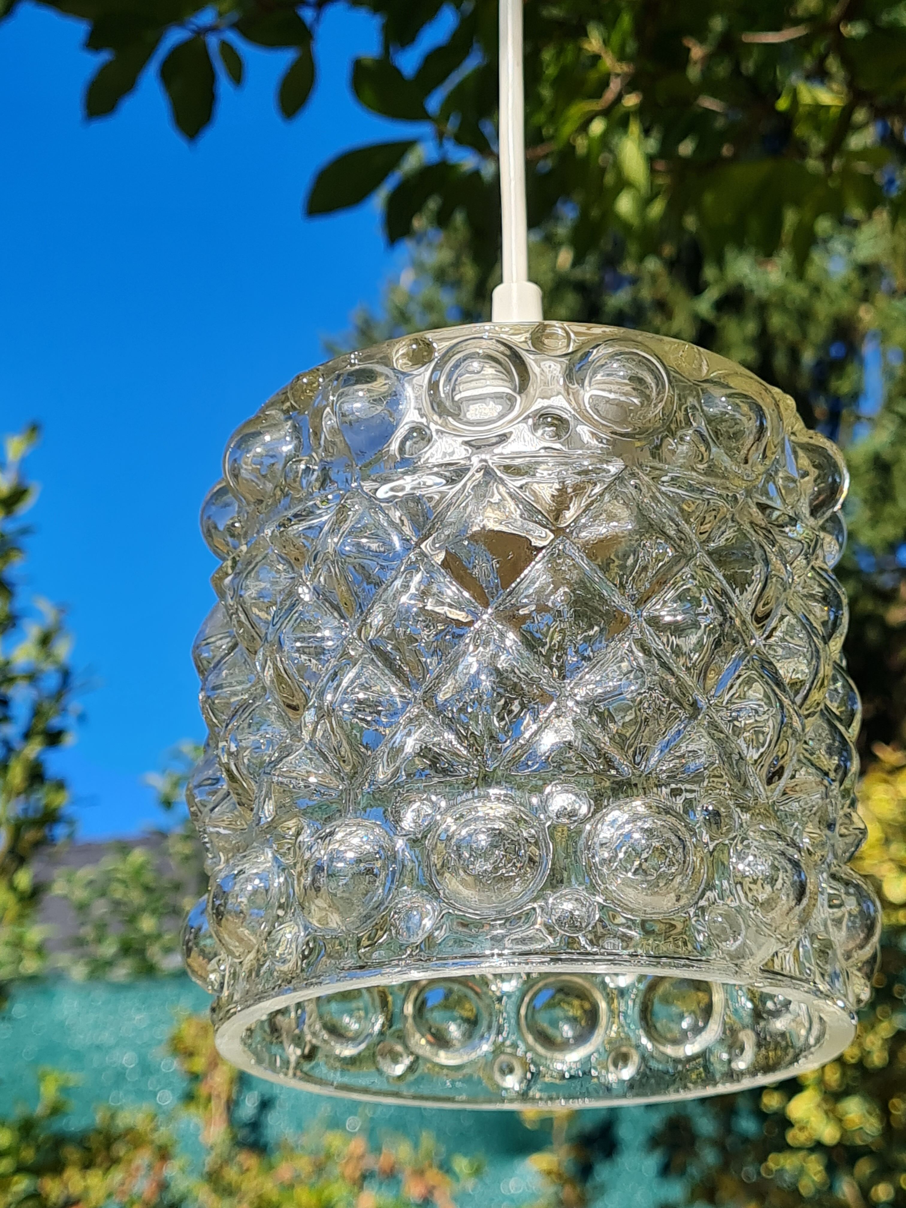 Suspension en verre moulé vintage