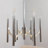 Italian chrome chandelier from Sciolari pendant lamp, 1970