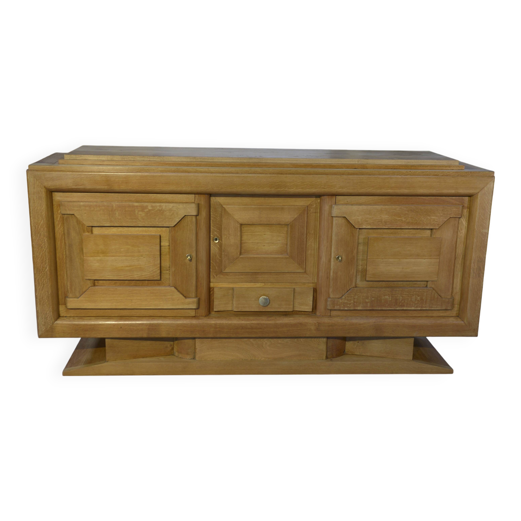 Brutalist Art Deco oak sideboard in the style of Charles Dudouyt / Gaston Poisson