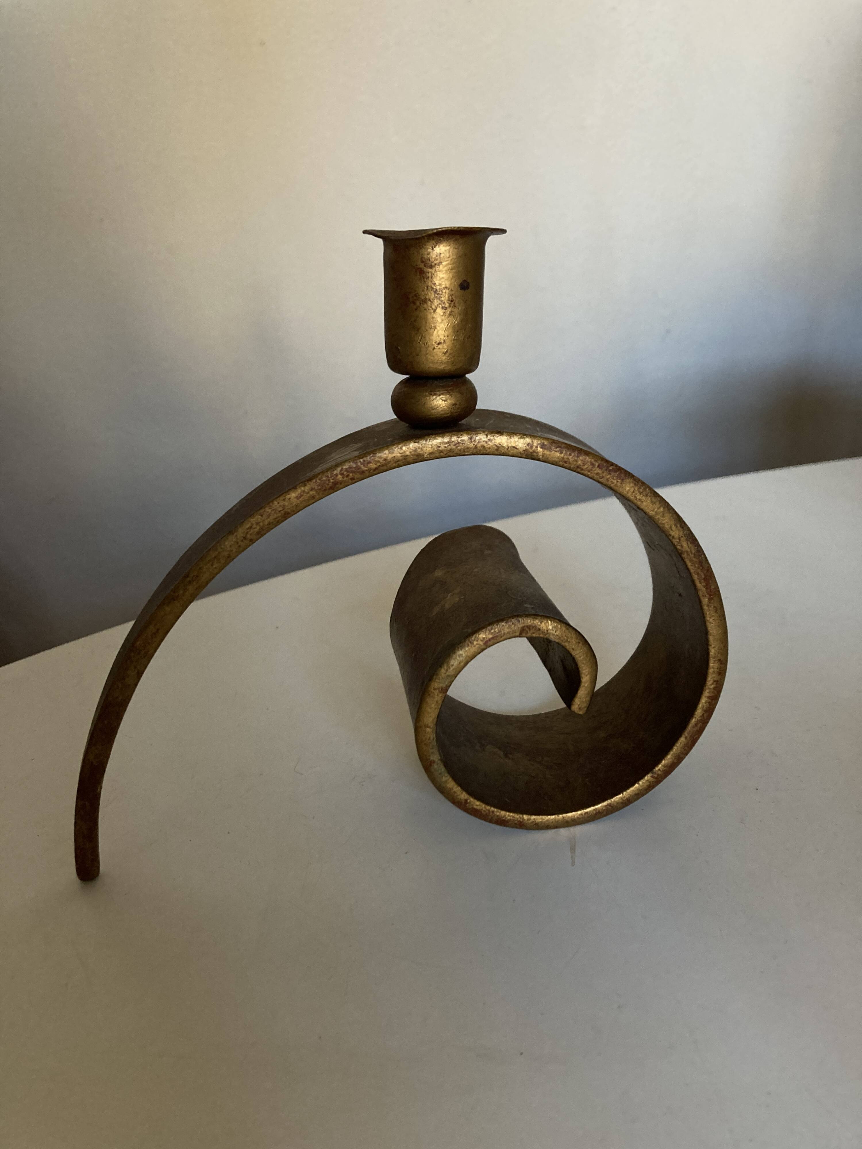 Battered iron candle holder Italian work 1970
