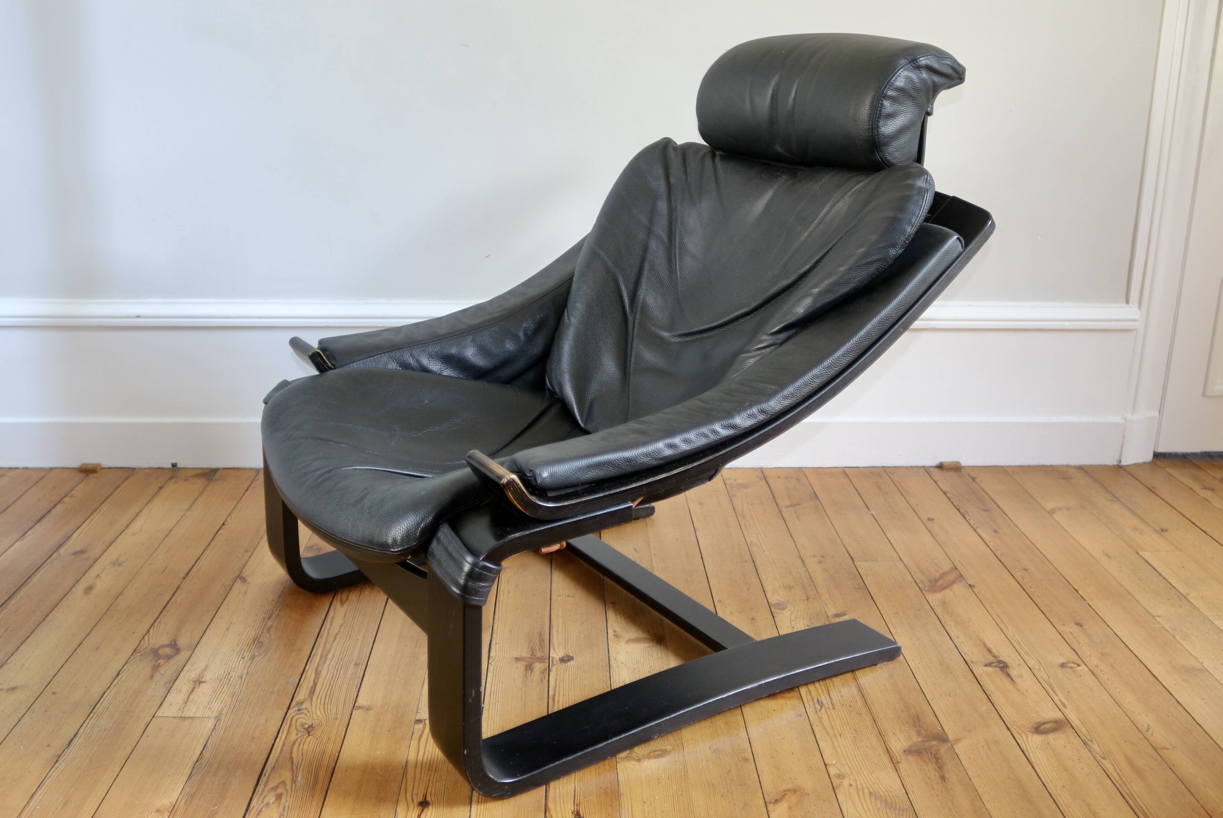 Fauteuil et ottoman Roche Bobois vintage lounge Kroken, Ake Frybiter