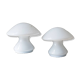 Set of 2 Murano opaline white glass mushroom table lamps with silver ring details - Space Age 1970s