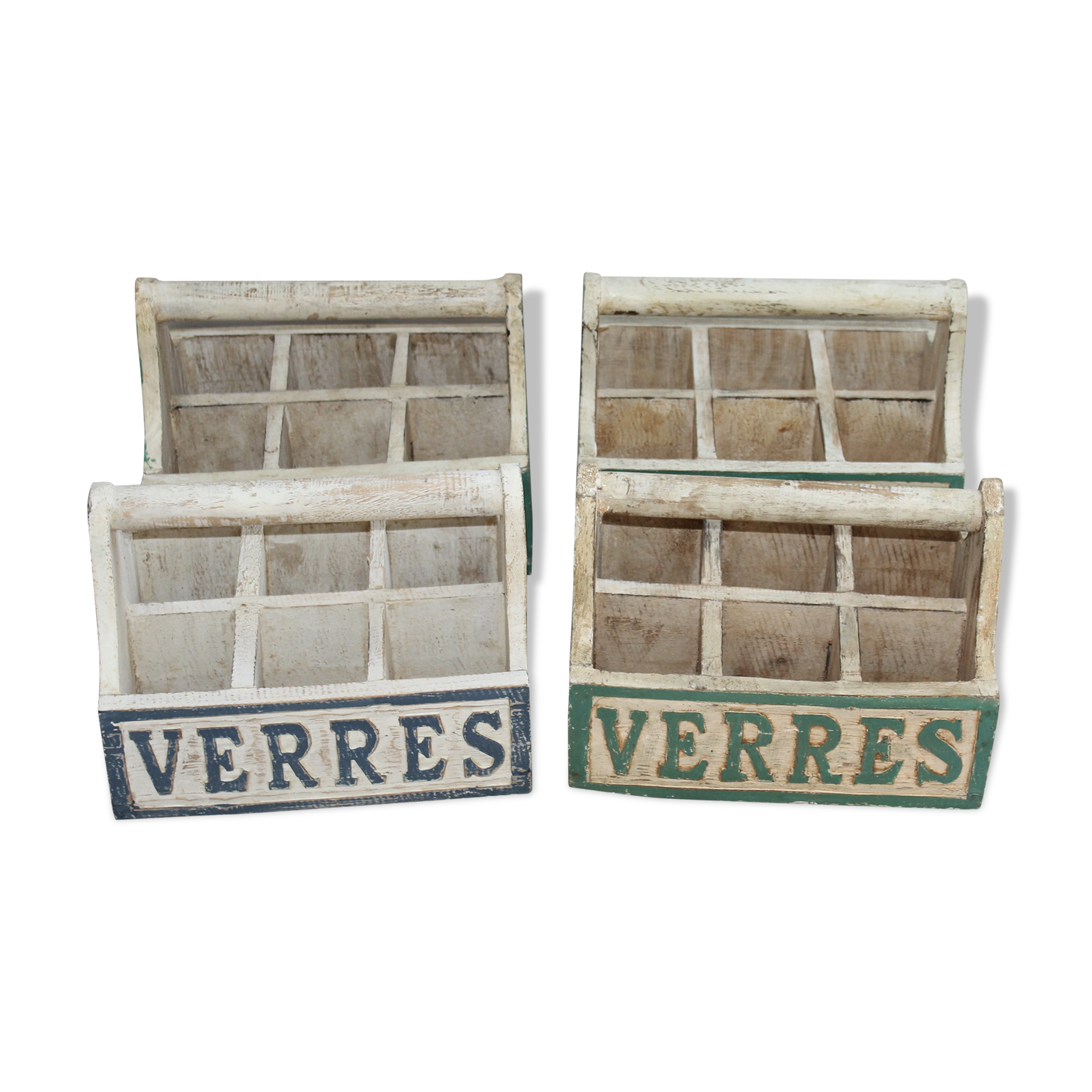 Lot of vintage wooden door-glass