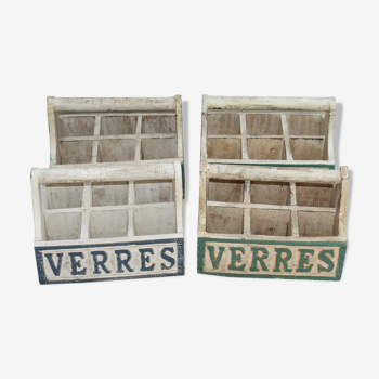 Lot de porte-verre en bois vintage