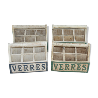Lot of vintage wooden door-glass
