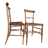 Set of two rush-seated chairs from the late 19th century.