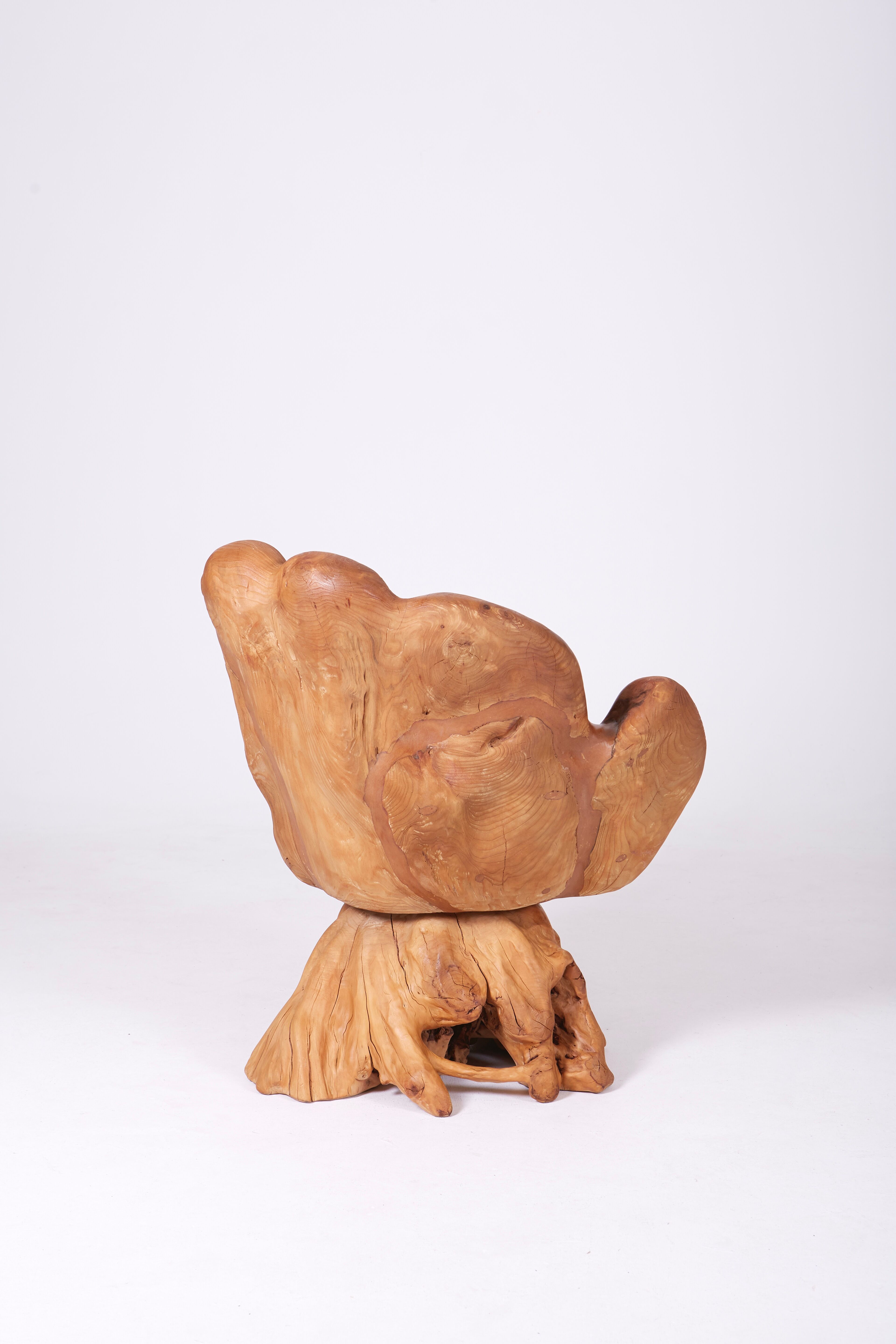 Olive root armchair brutalist design