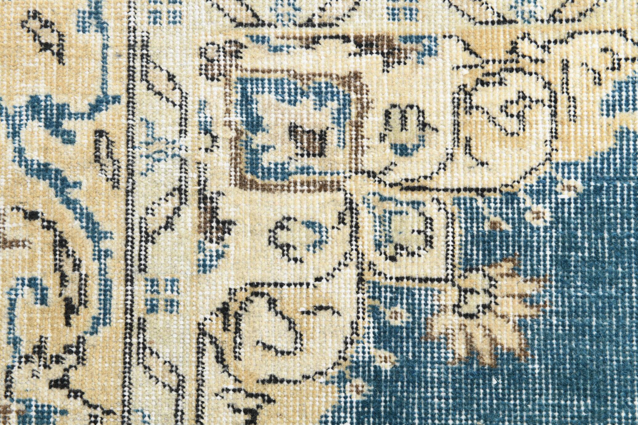 4x7 Rustic Blue & Beige Handmade Persian Rug, 112x212Cm SK 17715