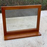 Scandinavian mirror with wooden shelf 80x65cm